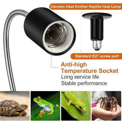 Petzlifeworld Infrared Ceramic Heat Emitter Reptile Heat Lamp with Black Holder