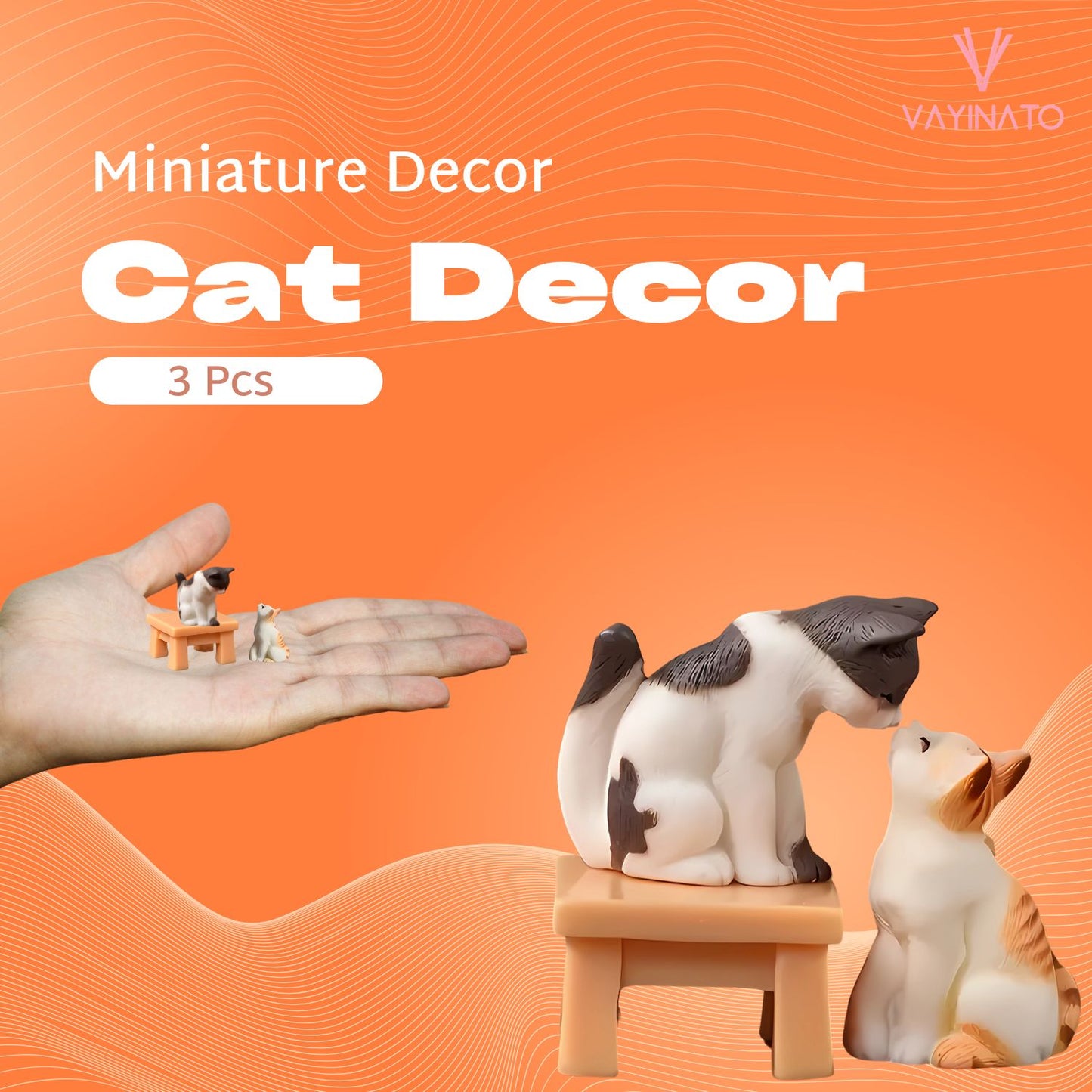 Petzlifeworld 3pcs Small Cat Set (Including 2 Cats & 1 Chair)