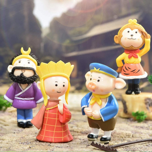 Petzlifeworld 4pcs Set of Monkey King Figurines Journey to The West Ornaments Wukong Pilgrimage to The West Figurine Wukong