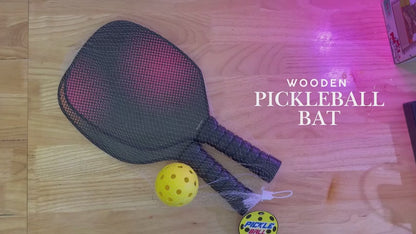 petzlifeworld Wooden Pickleball Paddle Set | 2 Lightweight Wooden Bats with Hand Grip & 1 Pickleball Ball | Easy to Use for Beginners | Durable & Comfortable Design