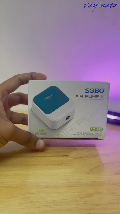 SOBO Super Silent Aquarium Air Pump AQ-003 | 3W Single Outlet Oxygen Pump | 3L/min Output | Includes 1M Air Tube & Air Stone