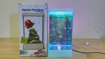 PetzLifeWorld Transparent Narrow Acyrlic Betta Fish Tank (Black,WHITE) with Multi Color Changing USB LED Light | Easy to Clean and Maintain | Mini Portable Fish Tank (1 Liter Capacity)