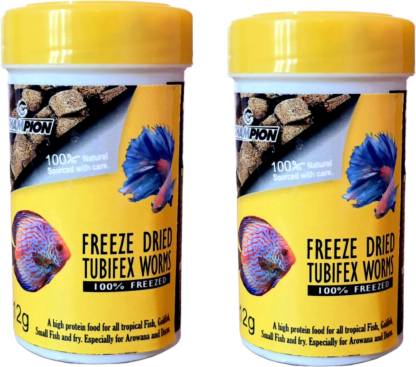 Champion Freeze Dried Tubifex Worms 12G | High Protein Food For all Tropical Fish - PetzLifeWorld