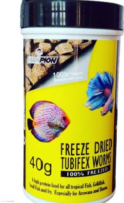 Champion Freeze Dried Tubifex Worms 40G | High Protein Food For all Tropical Fish - PetzLifeWorld