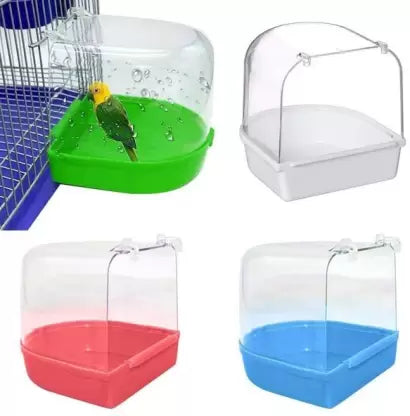 Petzlifeworld Birds Bath Tub for Birds Cage Small Birds Bathing Box Regular Bird Bath  (Plastic)
