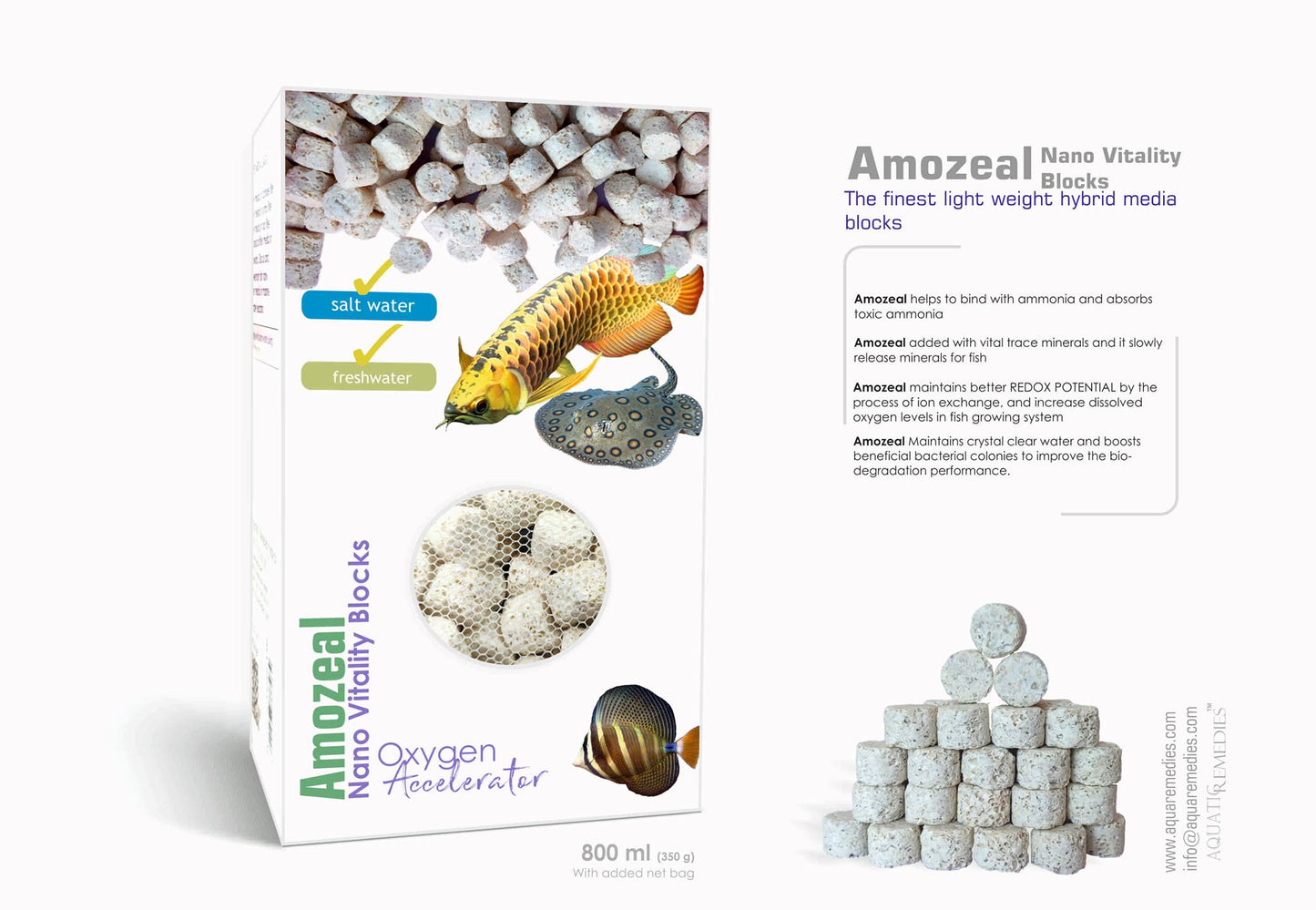 Aquatic Remedies Amozeal Nano Vitality Blocks Filter Media, 800ml