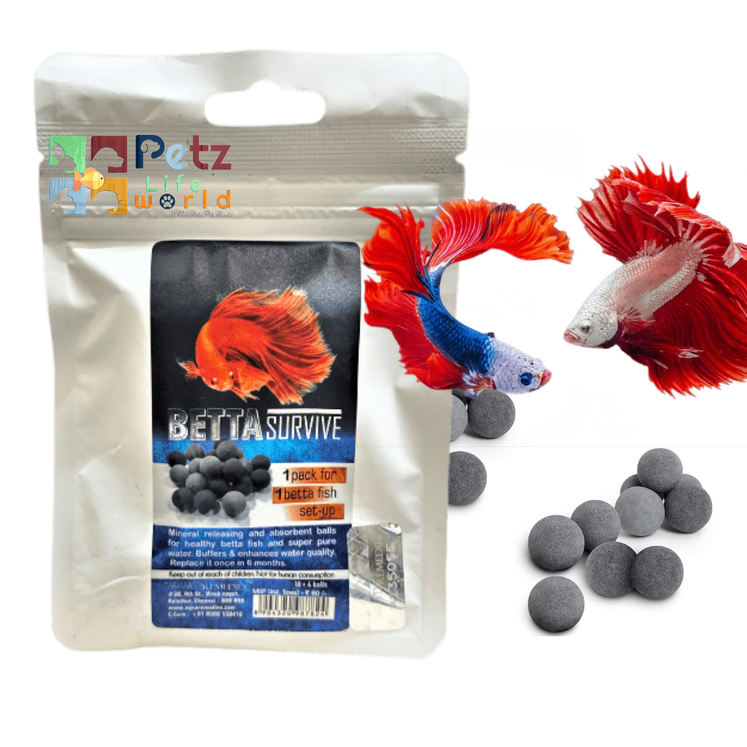 Aquatic Remedies Betta Survive Mineral Releasing Balls Pack Of 10+4 ( 1 Pack Suitable For 1 Betta Fish Setup )