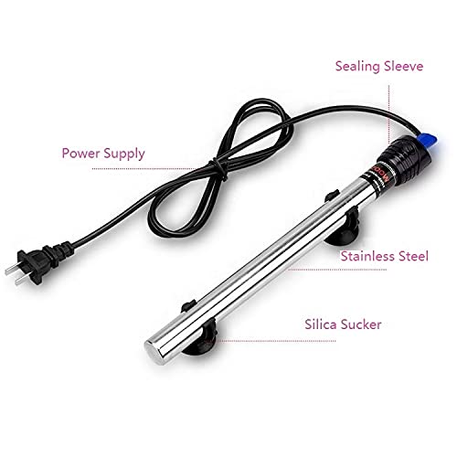 RS Electricals Break Proof Stainless Steel Rod Aquarium Fish Tank Heater with Free Sticker Thermometer (500 Watts Suitable Upto 6 Feet Tank)
