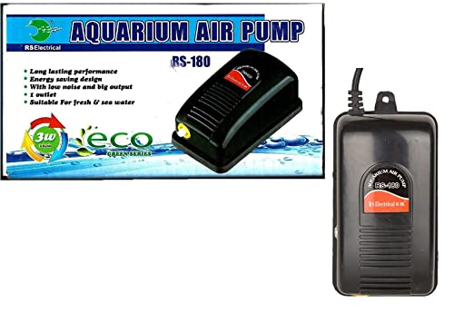 RS Electrical RS-180 Aquarium Super Silent Oxygen Air Pump with 2 Meter Tube,1 Air Stone, 1 Check Valve