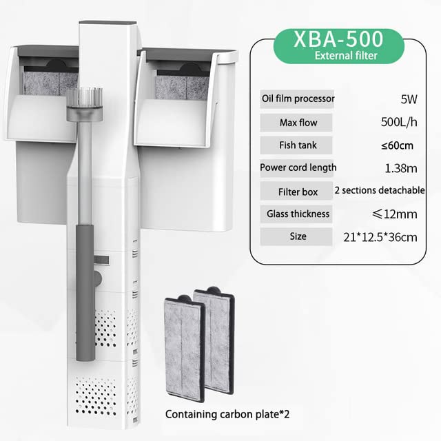 Sunsun Xiaoli New Premium XBA Series Water Fall Style Hang On Filter with Surface Skimmer | Suitable for 2.5 Feet Aquarium Fish Tank | Power : 5W : Output : 500L/H (XBA-500)