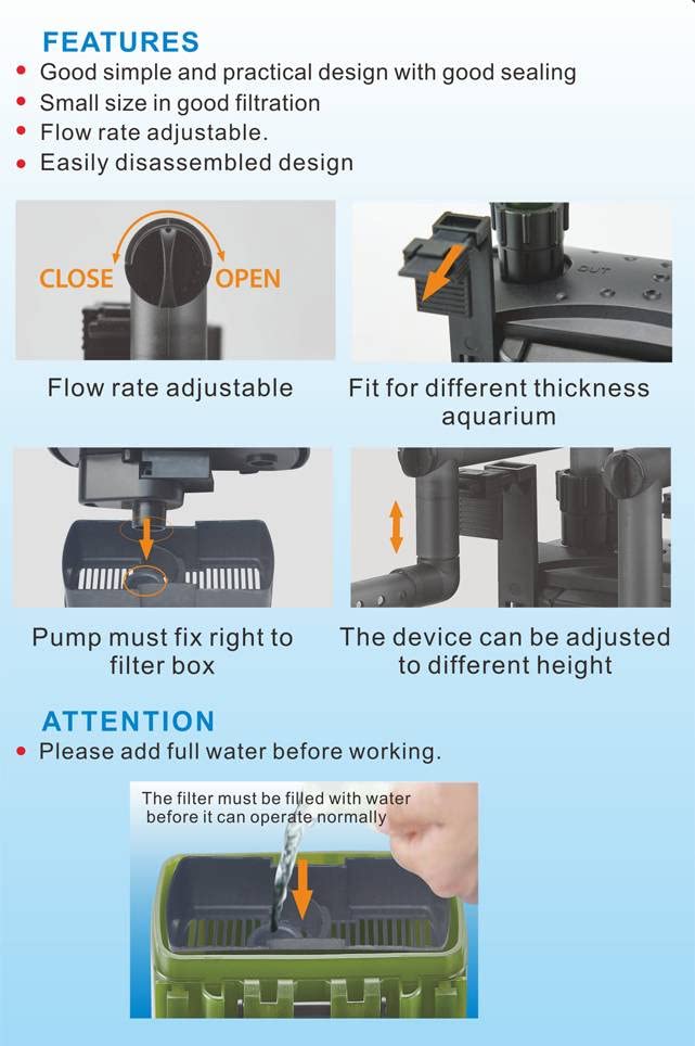 Rs Electrical Rs-940 External Hang on Back Cannister Filter Multiple Stage Filtration (Suits Upto 3Ft Tank) | Power: 6W | Flow: 500 L/Hr