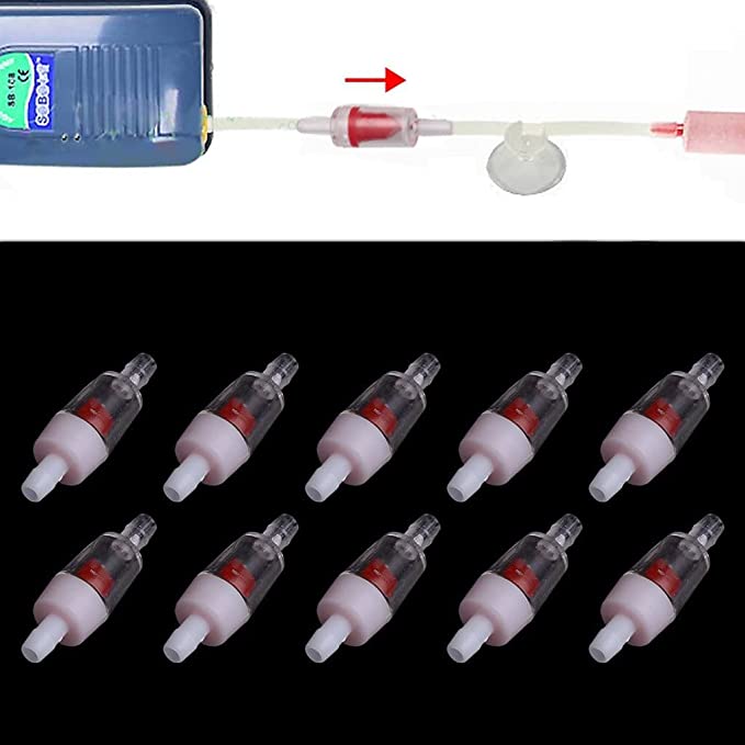 PETZLIFEWORLD Imported One Way Plastic Non Return Check Valve (Red with White) (Pack of 5)