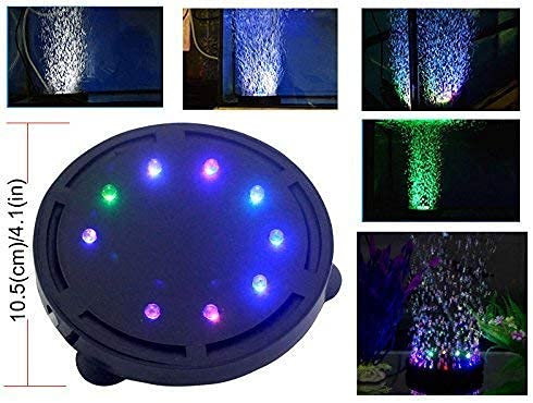 PetzLifeworld Multicolour 2 in 1 Air Bubble LED Light with Airstone for Aquarium Fish Tank Decoration (Q12 | 6 Inch | 12 LED | 1.2 Watts)