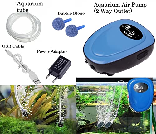 RS Electrical RS-314 AC/DC Aquarium Air Pump with Airtube and Airstone | Power: 2W | Flow: 3L/min)