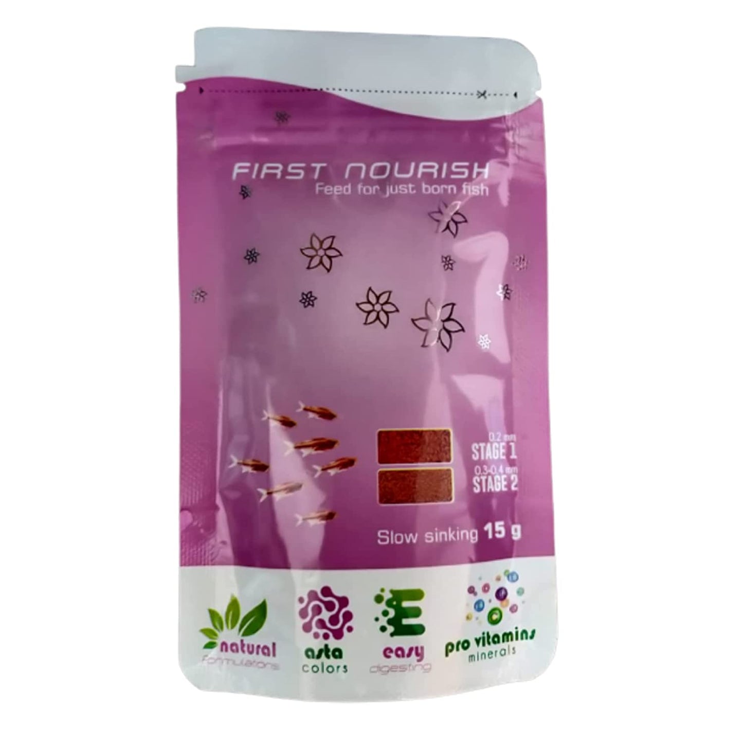 WA First Nourish | Baby Fish Food | Stage 1 & 2 | 2 Packs (15g +15g) | for All Types of Baby Fishes