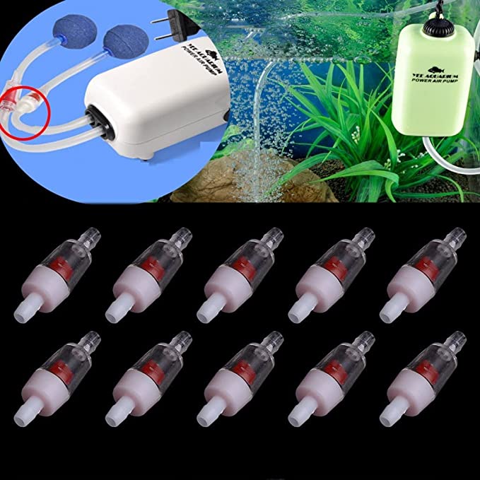 PETZLIFEWORLD Imported One Way Plastic Non Return Check Valve (Red with White) (Pack of 5)