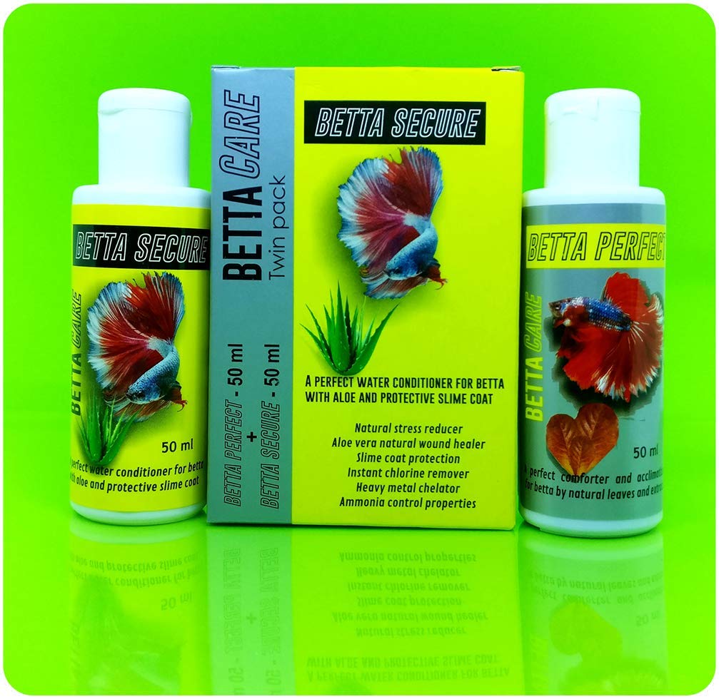 Aquatic Remedies Betta Care Twin Pack (Betta Perfect - 50 ml + Betta Secure - 50 ml) Stress Remover, Aloe Vera Extract + Leaf and Organic Acid Extracts