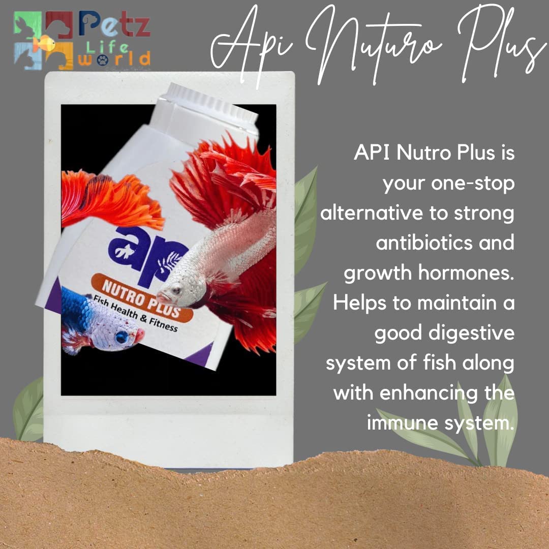 API Nutro Plus 100% Natural Fish Feed Additives Vitamins For Aquarium Fish's Health & Fitness 20ML (Pack of 2)