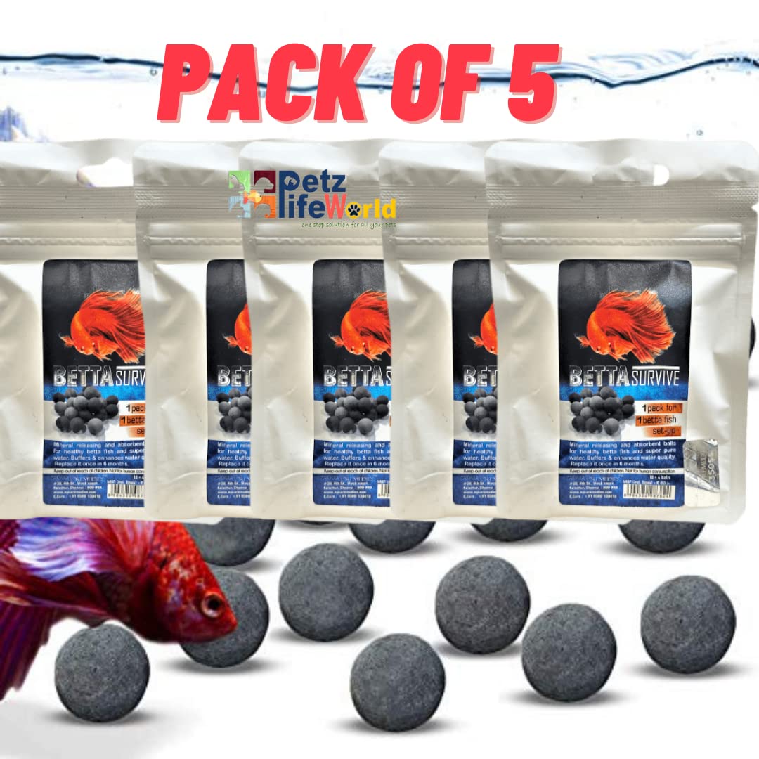 Aquatic Remedies Betta Survive Mineral Balls for Betta and Shrimp Tank for Pure and Healthy Aquarium Tank 10+4 Balls Per Pack | Pack of 5