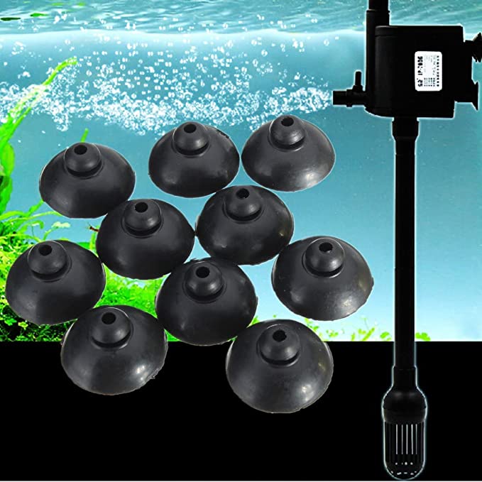 Petzlifeworld Black Soft Silicone Suction Cup Clip Sucker Holder for Aquarium Filter, Heater Aquarium Fish Tank (Pack of 10)