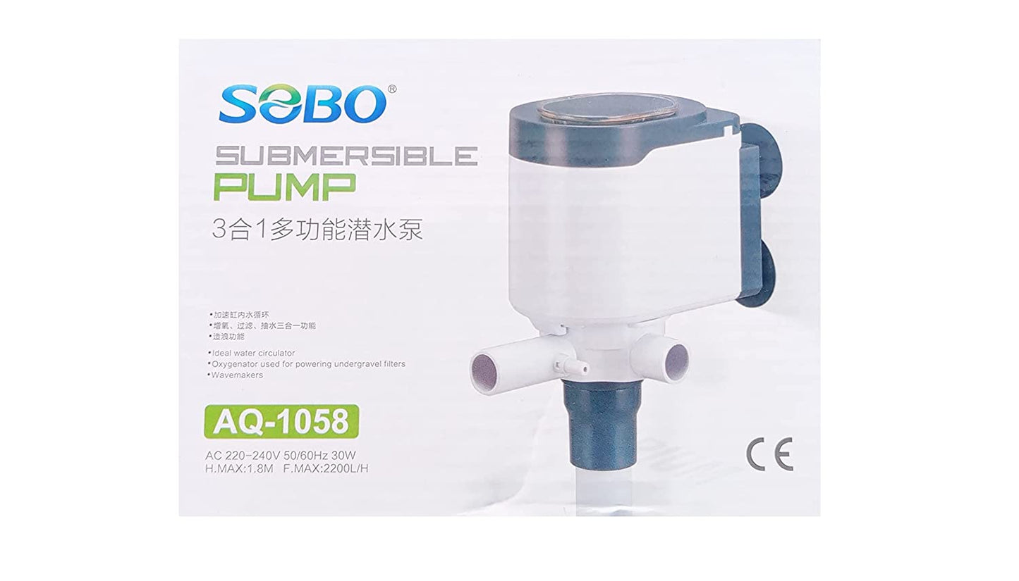 SOBO AQ Series Upgraded Version Aquarium White 3 in 1 Submersible Water Filter Pump Power Head