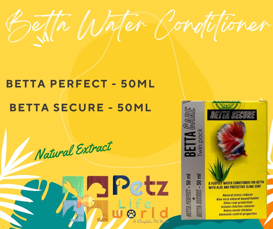 Aquatic Remedies Betta Care Twin Pack (Betta Perfect - 50 ml + Betta Secure - 50 ml) Stress Remover, Aloe Vera Extract + Leaf and Organic Acid Extracts