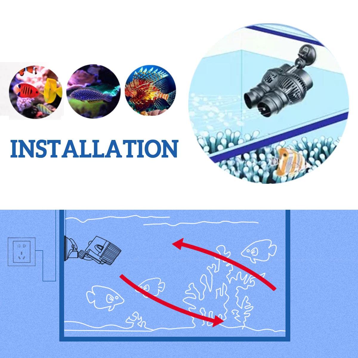 Sobo WP Series 360 Degree Flexible Rotation Single/Dual Powerhead Aquarium Super Wave Maker For Fresh & Marine Water Fish Tank
