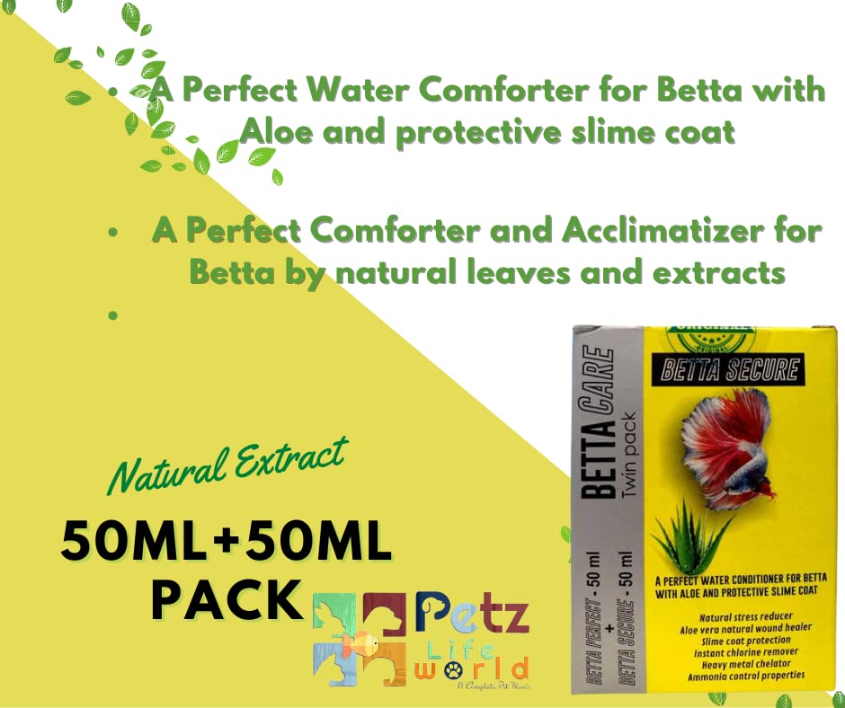 Aquatic Remedies Betta Care Twin Pack (Betta Perfect - 50 ml + Betta Secure - 50 ml) Stress Remover, Aloe Vera Extract + Leaf and Organic Acid Extracts