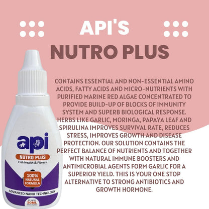 API Nutro Plus 100% Natural Fish Feed Additives Vitamins For Aquarium Fish's Health & Fitness 20ML (Pack of 2)