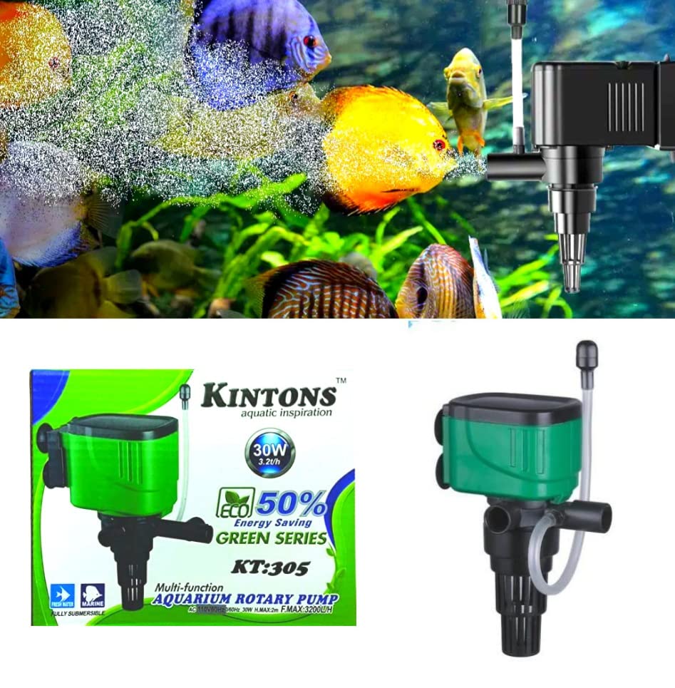 Kintons KT:305 ECO Green Series Multi-Function Aquarium Rotary Pump | Power : 30W | Output : 3200 L/H