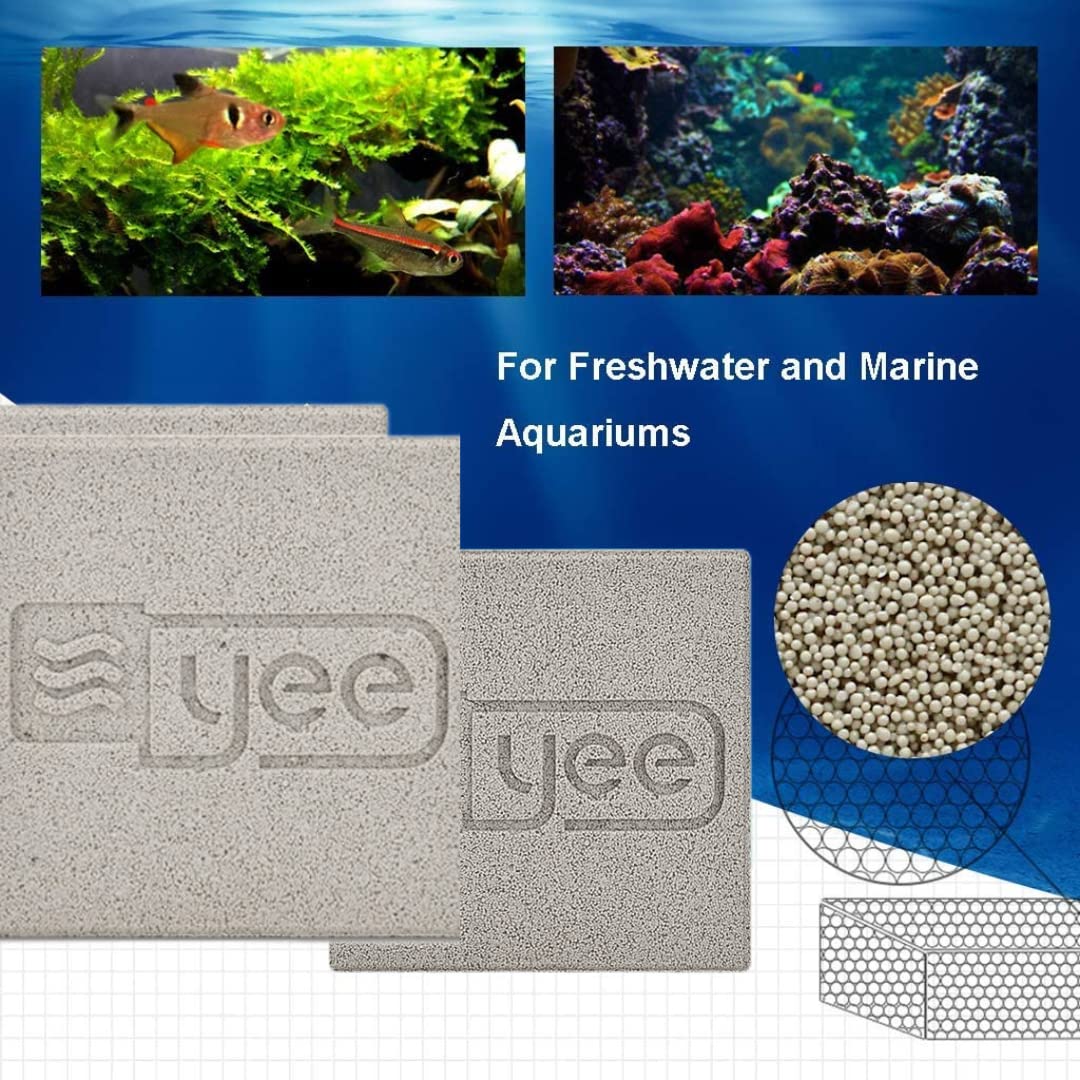 Yee Nano Bio Block Ceramic Brick Filter Media for Marine and Fresh Water Aquarium Fish Tank (10 * 10 * 2 cm) Pack of 2 Nos