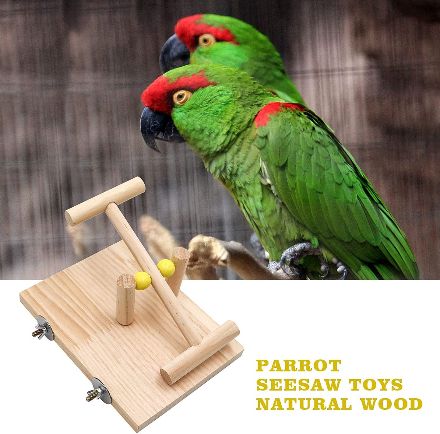 Petzlifeworld Birds Cage Natural Wooden Perch Seesaw Toy for Parrot, Parakeet, Budgie, Cockatiel, Love Birds,.. etc