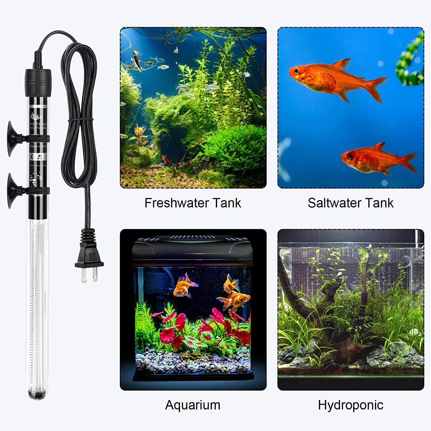 PetzLifeworld Imported Aquarium Fish Tank Glass Heater with Free Thermometer | IP 68 Water Proof | Blast Proof