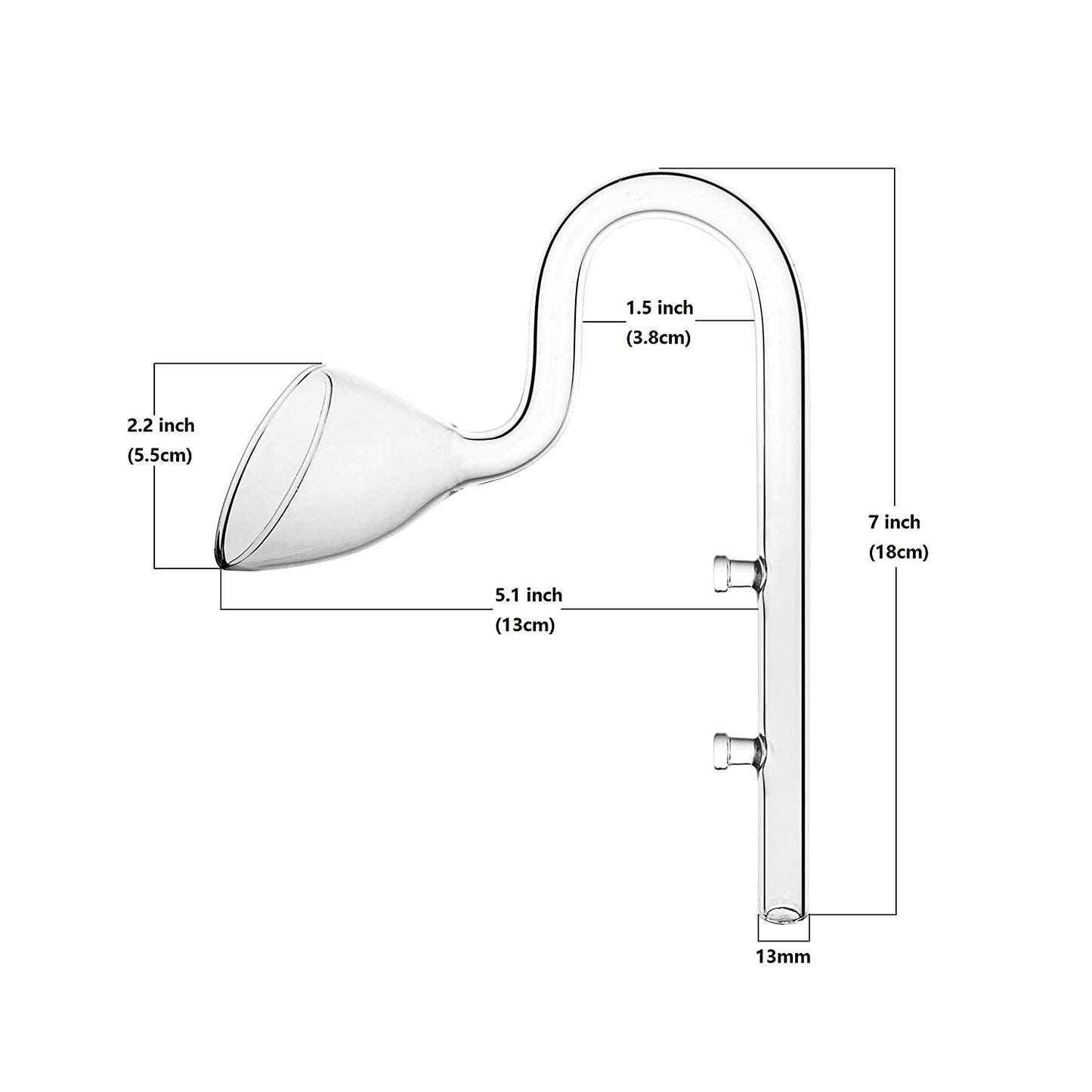 Plant Aquarium Glass Lily Pipe Inflow and Lily Pipe Outflow for