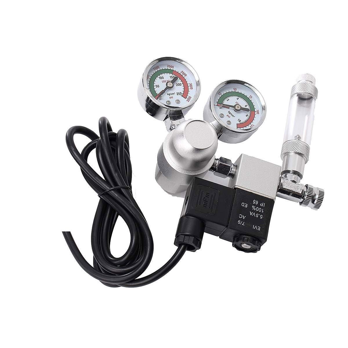 Dual Gauge Planted Aquarium Co2 Regulator With Solenoid and Bubble Counter (W21,8) - Suitable for Indian Fire Extinguisher Cylinders - PetzLifeWorld