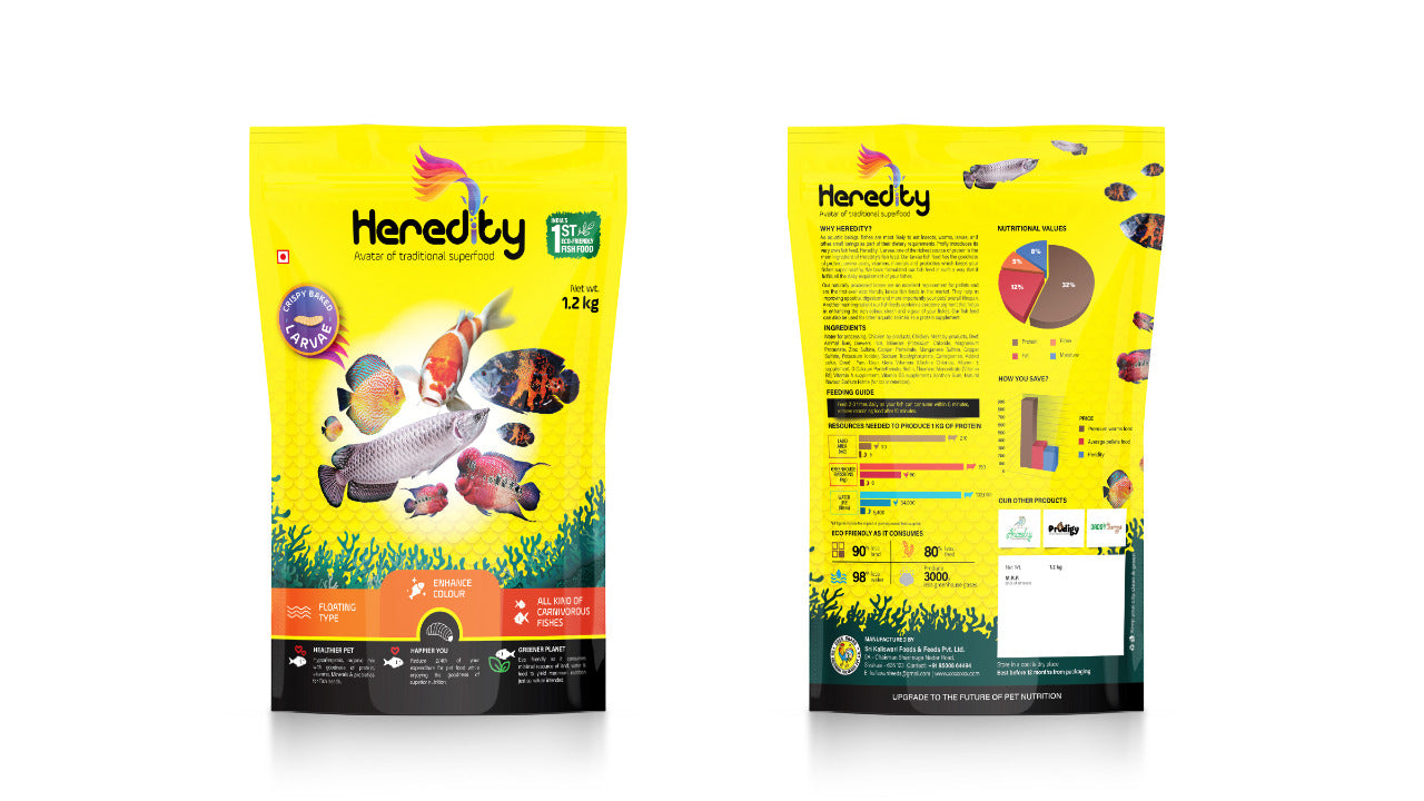 Heredity 100% Natural Delicious & Nutritious Crispy Baked Larvae Floating Fish Food, 100G