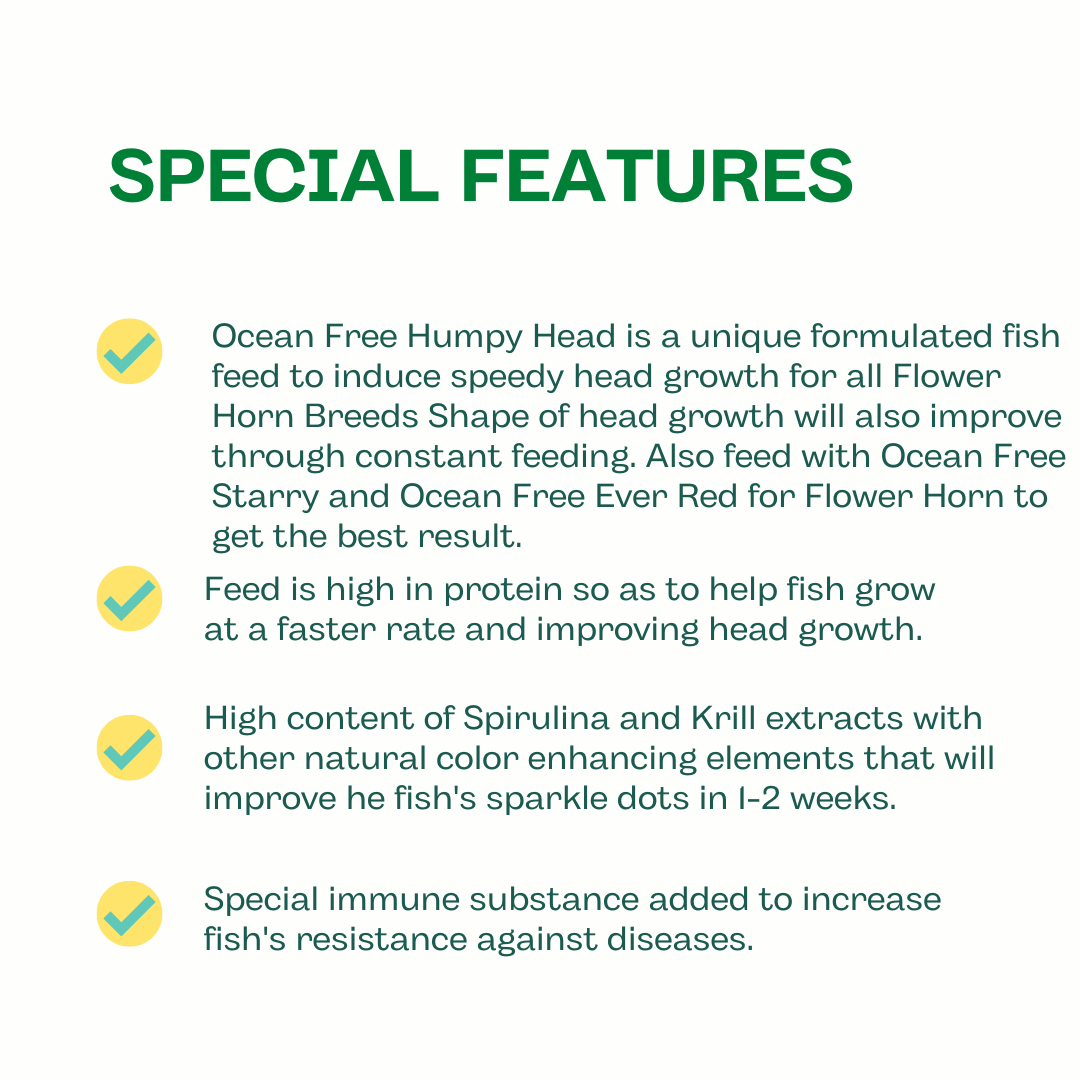 Ocean Free XO Humpy Head (Original) Flowerhorn Fish Food, 280ML/100G