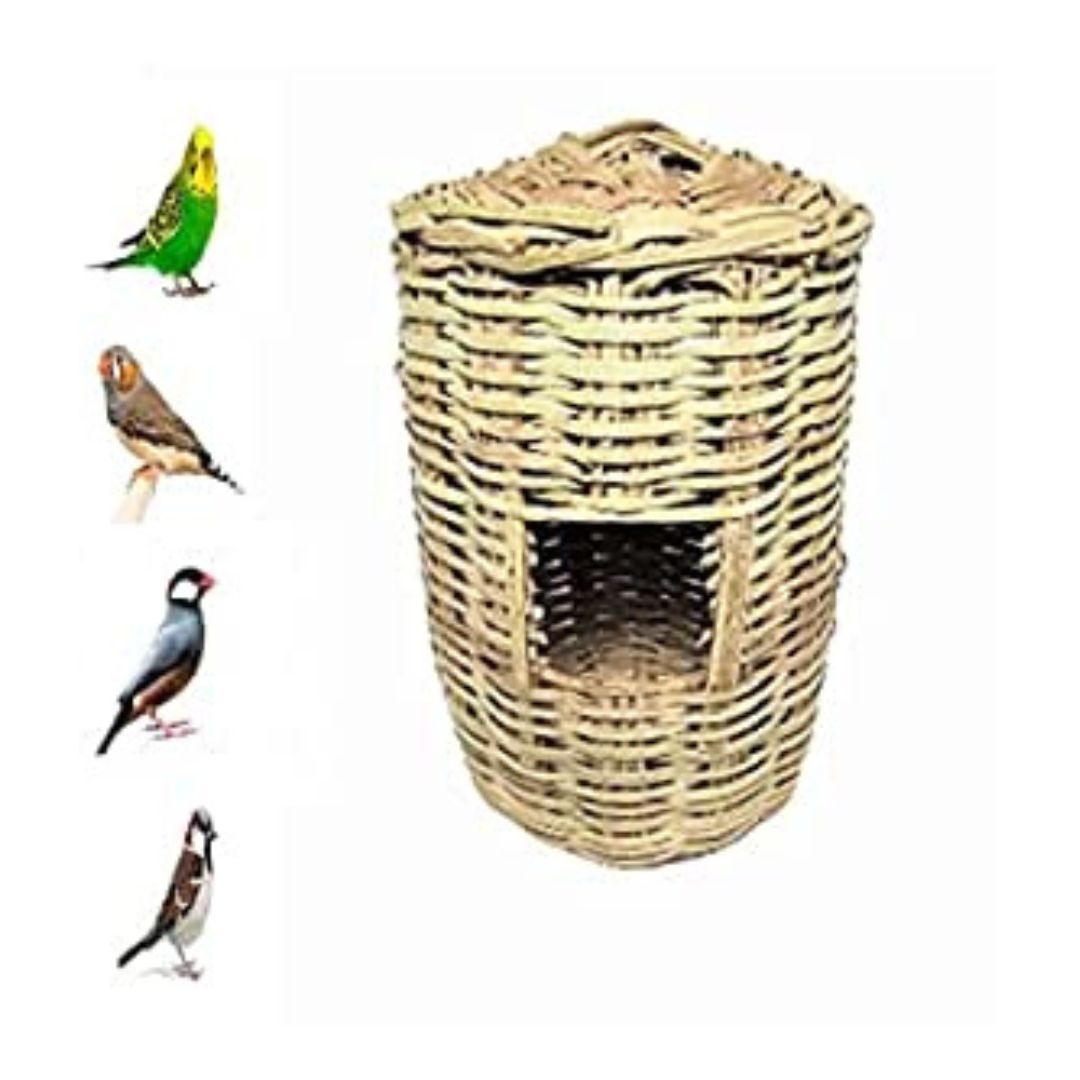 PetzLifeworld Birds Cylinder Shaped Bamboo Hut/Nest Suitable for Small Birds Like Love Birds and Finches