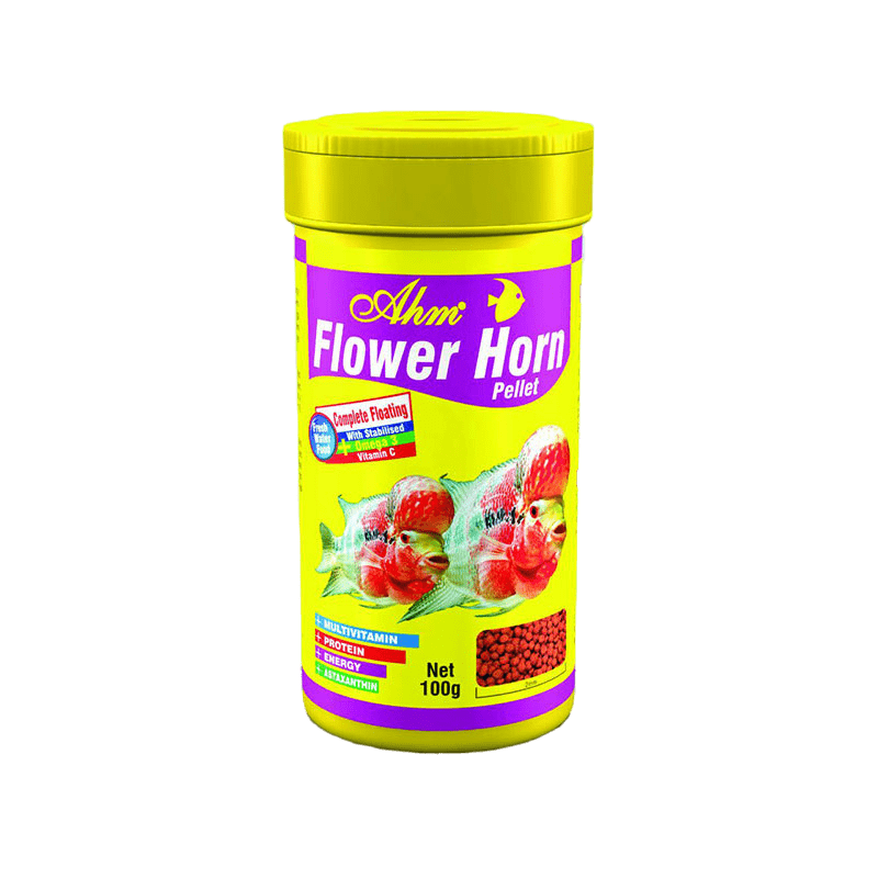 AHM FlowerHorn Fish Food 250ML | 100g Buy 1 Get 1 Free | Floating Fish Food With Omega 3 and Vitamin C