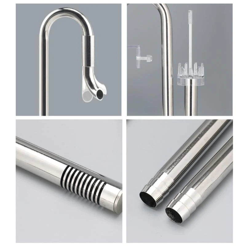 Mufan Stainless Steel Lily Pipe With Surface Skimmer For Aquarium 17MM ( Suitable For 16/22 MM)