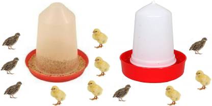 Quail & Chick Feeder & Drinker Combo 500 grams capacity Ground Bird Feeder | (White) - PetzLifeWorld
