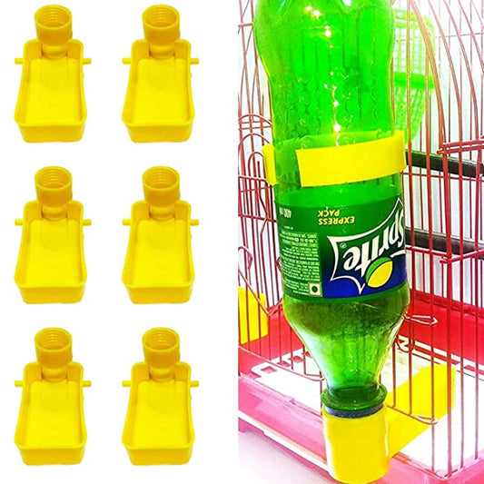 Petzlifeworld Bird Cage Plastic Food Feeder (Pack of 6) Fit for Any Bottle (Yellow)