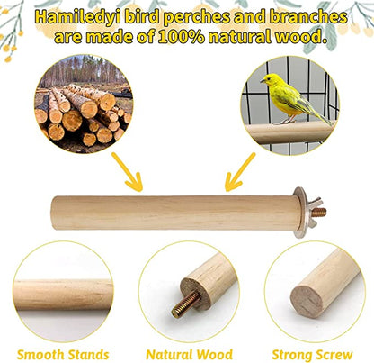 PetzLifeworld Birds Cage OneSide Natural Wood Polished Finish Perches for for Budgies, Parakeets, Canaries, Cockatiels, Conures, Finches & Other Small Birds Length 7.5 Inches (Pack of 2)
