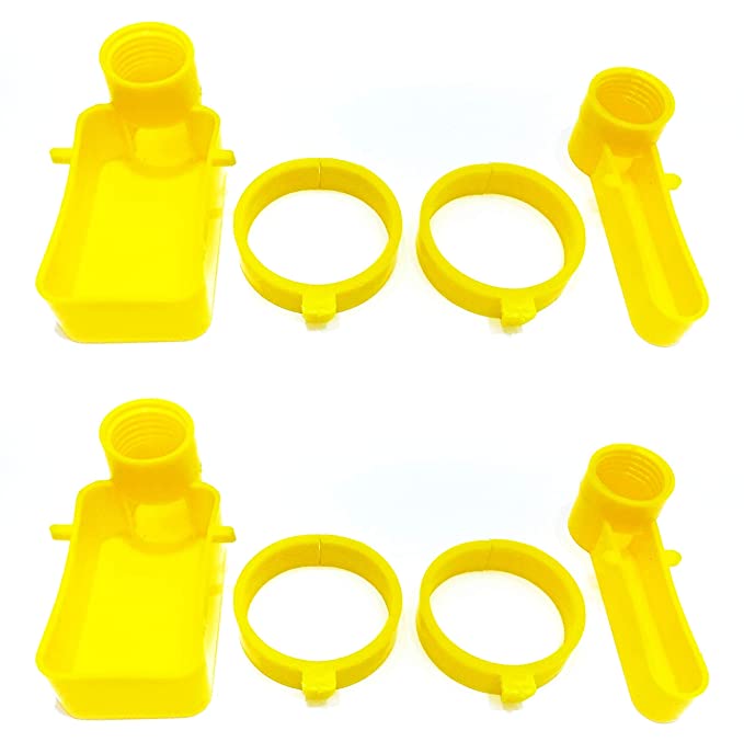 Bird Cage Feeder Drinker Cups for Any Bottle Use with Bottle Holder Rings (Yellow) - Pack of 2