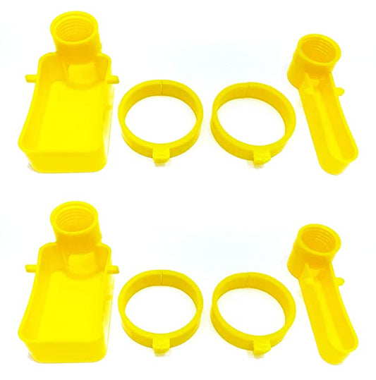 Bird Cage Feeder Drinker Cups for Any Bottle Use with Bottle Holder Rings (Yellow) - Pack of 2