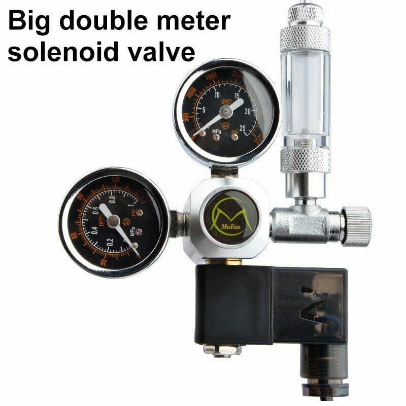 Mufan Aquarium Dual Gauge Co2 Regulator with Solenoid and Bubble Counter Suitable for Thread Size G5/8 - PetzLifeWorld