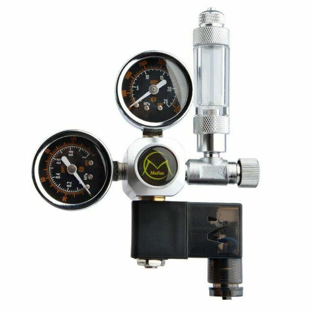 Mufan Aquarium Dual Gauge Co2 Regulator with Solenoid and Bubble Counter Suitable for Thread Size G5/8 - PetzLifeWorld