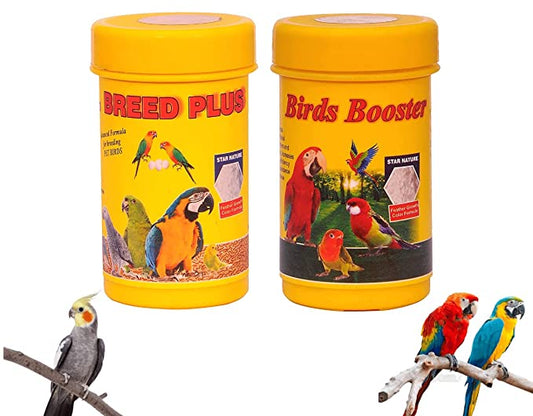Bird Booster, 50g & Breed Plus, 50G Combo Health Supplements with Growth, Colour & Advanced Breeding Formula for Pet Birds